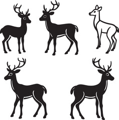 deer set of design set of black collection of si art 