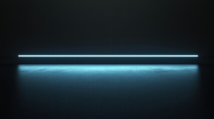 Sleek light blue horizontal streak glowing on black background, minimalist modern elegance with a stylish touch