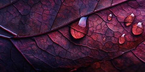 Fototapeta premium Drip of fresh water Coconut leaf A detailed macro sho
