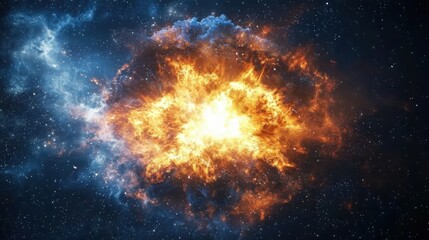 Explosive celestial event deep space digital artwork cosmic environment astronomer's perspective blazing cosmic phenomenon for science enthusiasts