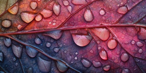 Fototapeta premium Droplets forming on the leaf Large leaf A detailed ma
