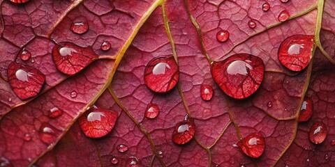Droplets forming on the leaf Leaf with dew A detailed