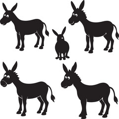 donkey set of design set of black collection of art 