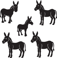 donkey set of design set of black collection of art 