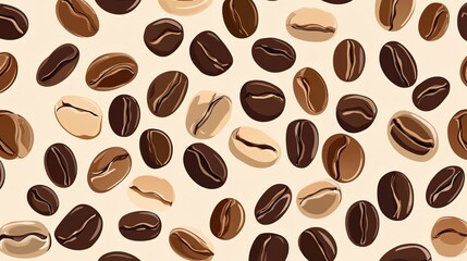 Fototapeta premium Seamless pattern of coffee beans.