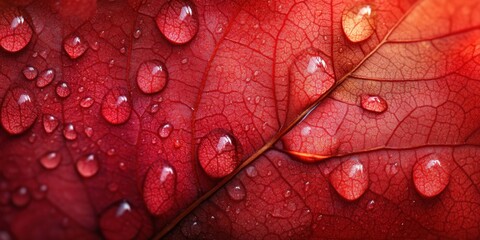 Fototapeta premium Falling liquid from the leaf Leaf with droplets A det