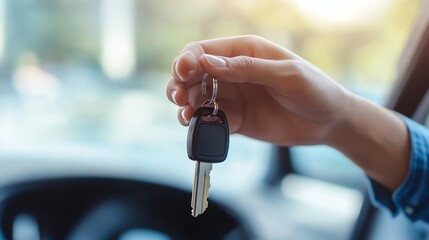 A hand holding a set of car keys.