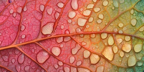 Fototapeta premium Fresh drops glistening Bright leaf A detailed macro s