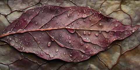 Glistening water drops Leaf with morning dew A detail