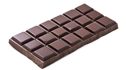 Dark chocolate bar isolated on white background.