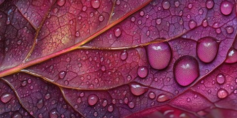 Obraz premium Heavy dew forming Leaf with smooth surface A detailed