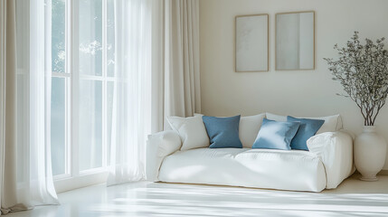 minimalistic white living room interior