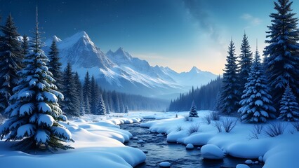 Starry Skies Over Snowy Woods A Holiday Background