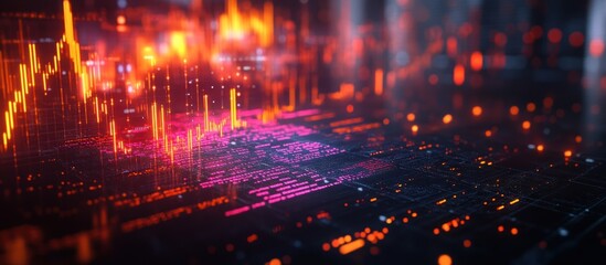 Obraz premium Abstract digital background with glowing lines and shapes.