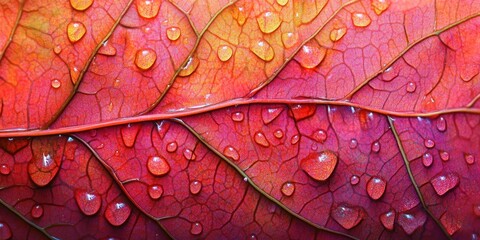 Fototapeta premium Moisture collecting on the surface Vibrant foliage le