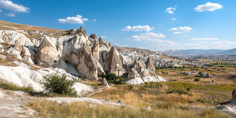 Fototapeta premium Experience the magic of turkish cappadocia hot air balloons over unique rock formations turkey travel photography aerial view adventure
