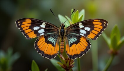 A colorful butterfly on a leaf