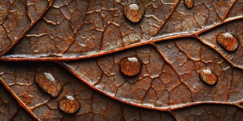 Pattering droplets Veined leaf A detailed macro shot 