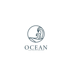 Obraz premium ocean wave sunset vector logo icon symbol design illustration minimalist