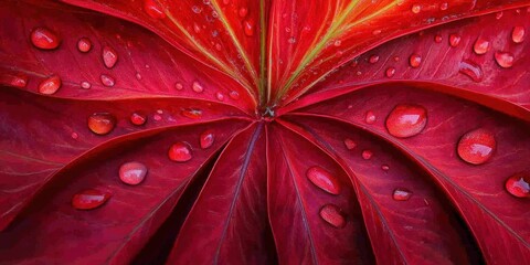 Fototapeta premium Rhythmic drips falling from the leaf Palm frond A det