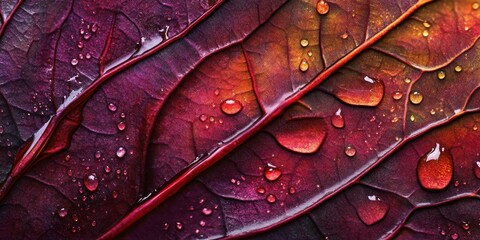 Fototapeta premium Slightly wet leaf with drops Palm leaf A detailed mac