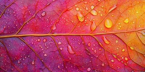 Fototapeta premium Small droplets of water Bright leaf A detailed macro 