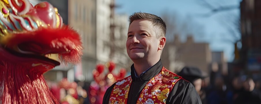 Joyful celebration during a cultural festival.