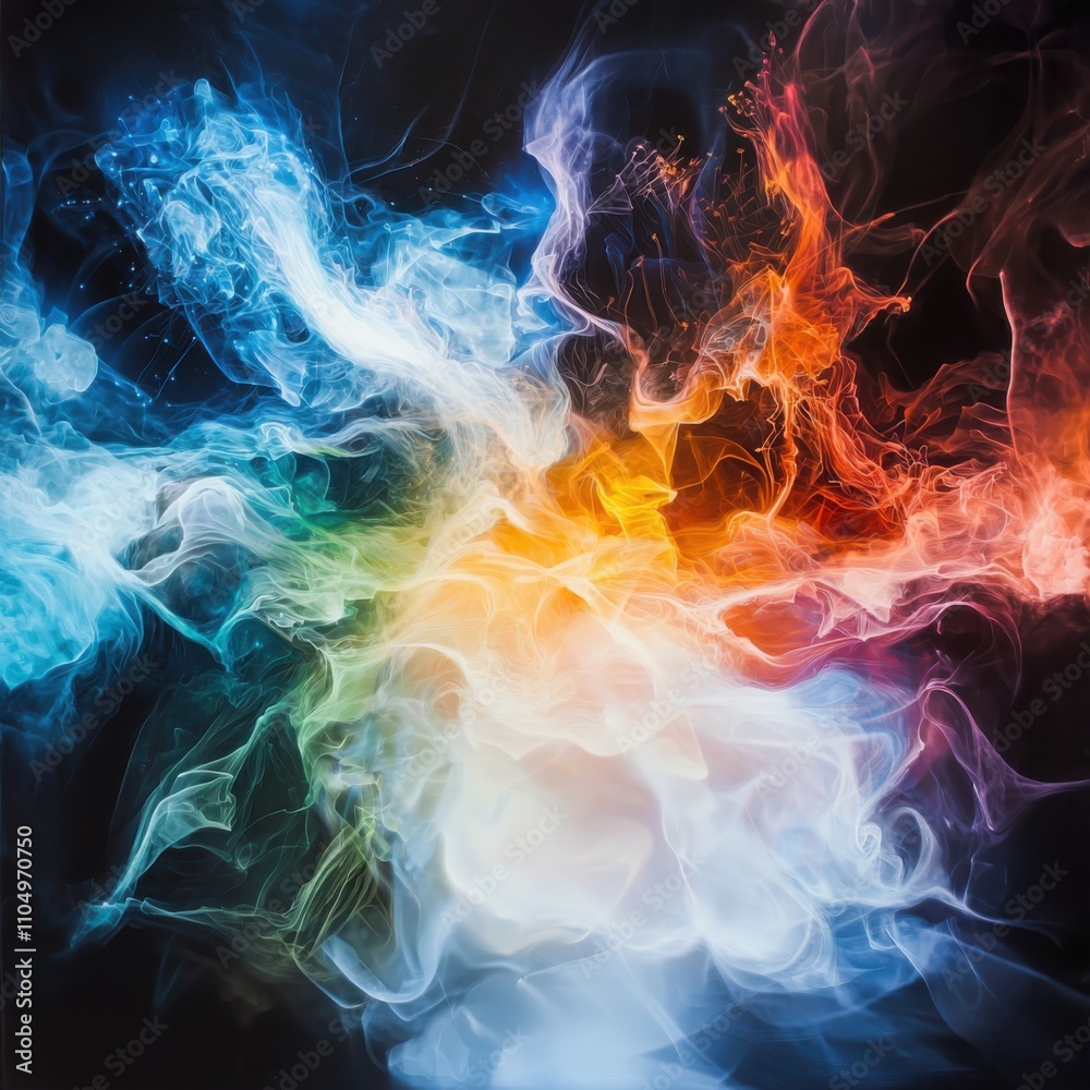 Poster exploring subatomic interactions particle physics landscape scientific visualization complex terrain