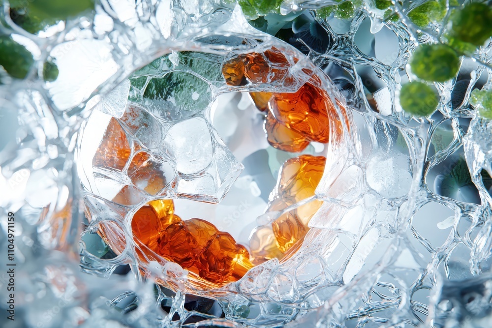 Poster exploring quantum botanical structures a transparent view of plant cells as mechanical systems in a 