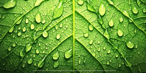 Fototapeta premium Tiny water drops Mint leaf A detailed macro shot of w