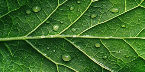 Fototapeta premium Water accumulating on the leaf Chestnut leaf A detail