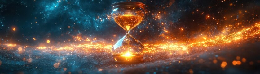 Worms-eye perspective of an illuminated hourglass