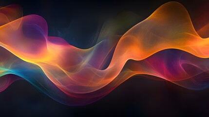Abstract Colorful Waves Flowing Dark Background