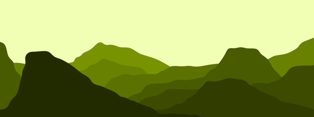 Abstract Green Mountain Landscape Graphic
