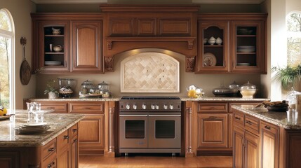 Stunning Kitchen Design with Warm Wood Cabinets