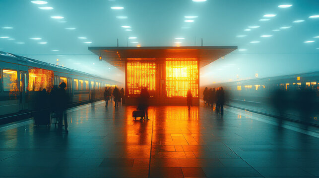 Airport, Train station, non-place, Relativistic time, Multiple exposure