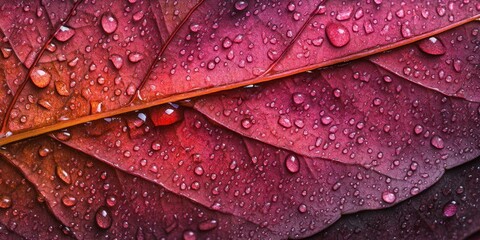 Fototapeta premium water droplets Shiny leaf A detailed macro shot