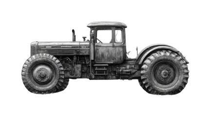 old tractor isolated on white background