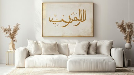 Elegant Arabic Calligraphy Art for Serene Living Room