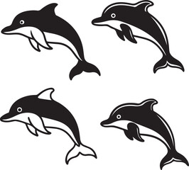 Naklejka premium set of dolphins vector