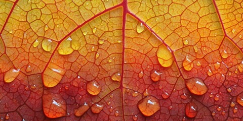 Fototapeta premium droplets of water Leaf edge A detailed macro sh