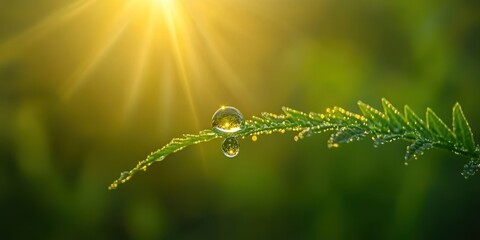 water on the leaf Lush green leaf A detaile
