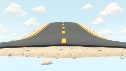 3d hill road for cartoon style 3d illustration.