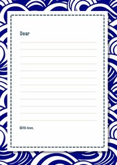 Modern blue graphic-themed writing paper with sleek and minimalist patterns. Ideal for notes, letters, or creative projects.