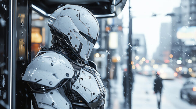 Medieval Meets Modern at a Bustling Bus Stop