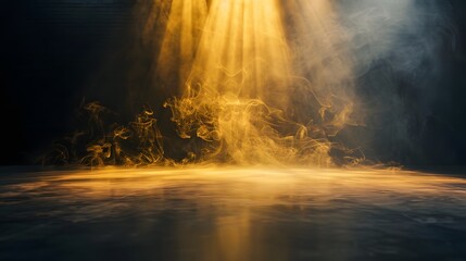 Obraz premium Golden Light Illuminates Smoky Dark Background