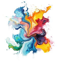 Fototapeta premium Colorful abstract art piece featuring flowing shapes and vibrant hues on a transparent background, Abstract art piece with flowing colors, transparent background.