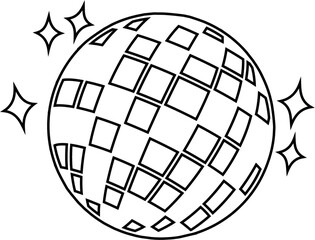 Disco Ball Line Art Icon for Wedding Timeline Event Timeline in PNG with Transparent Background