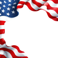 Image of Bright July banner featuring flowing American flag design on a clean transparent background, 4th July banner background isolated on transparent background printed on Printed Glass Splashbacks