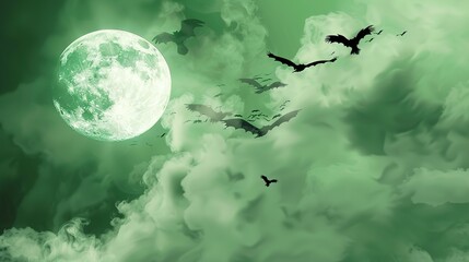 Trend abstract green Halloween background with creep